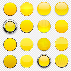 Yellow high-detailed round modern web buttons.