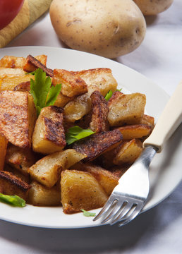 Well spiced roasted potato served as main dish