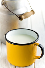 milk in tin mug