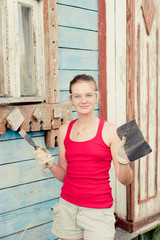  young woman making cosmetic alterations of h
