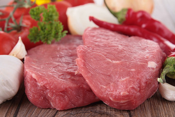 raw meat and ingredients