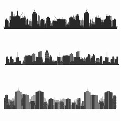 Fototapeta premium Vector illustration.City skyline.construction site and cranes