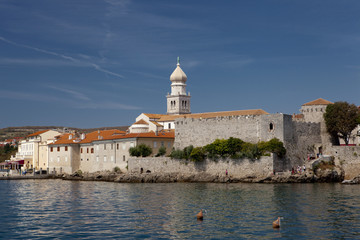 Fototapeta na wymiar Walls of Frankopan castle in Krk-city, Croatia.