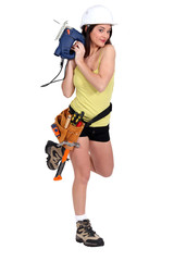 Woman with band-saw