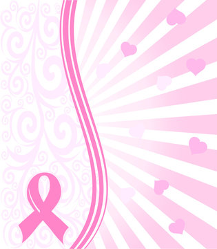 vector illustration of a  pink ribbon breast cancer support back