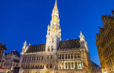 Fototapeta na wymiar Detailed view of Grand Place in Brussels, Belgium (night shot)