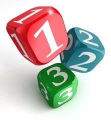 one two three numbers on dice box
