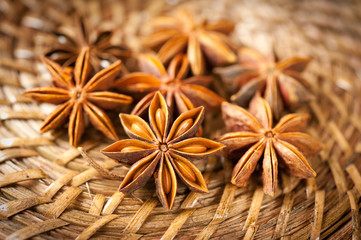 Star anis on brown background