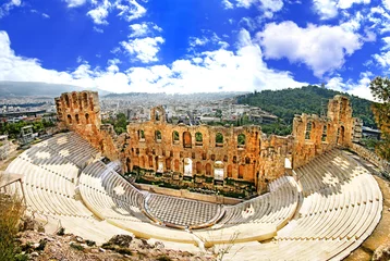 Deurstickers Athene oud theater in Akropolis Griekenland, Athnes
