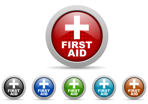 first aid vector icon set
