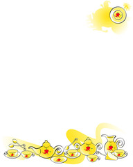 background with teaware set - autumn