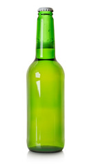 Beer in a green bottle isolated