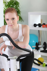 Woman using the stepper machine