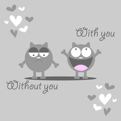 Cute kitten missing someone romantic card