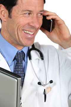 Doctor Speaking On Mile Telephone