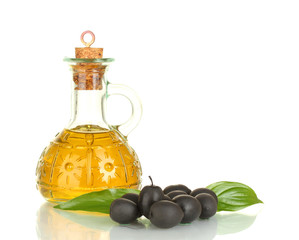Olive oil small decanter isolated on white