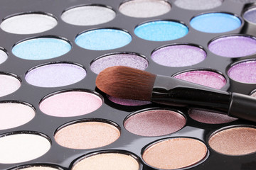 Bright eye shadows close-up
