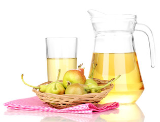 duchess drink with pears in basket isolated on white.