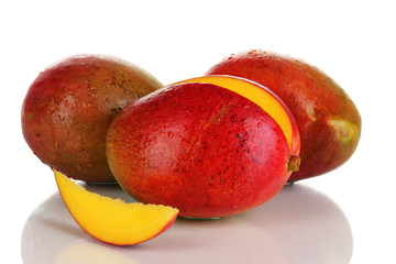 Ripe appetizing mango isolated on white