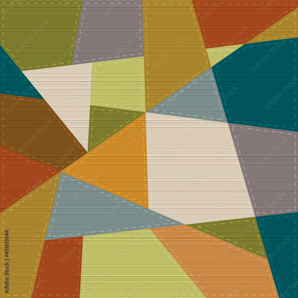 Wall mural retro geometric background in patchwork style