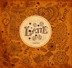 Fototapeta na wymiar Vintage vector coffee background