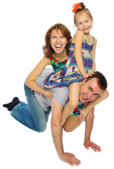 happy family in studio