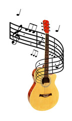 Naklejka premium pentagram notes guitar music