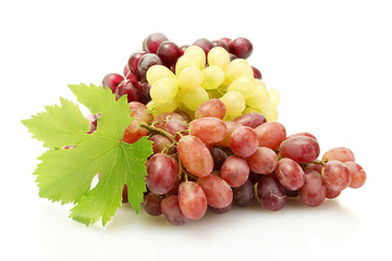 ripe sweet grapes isolated on white