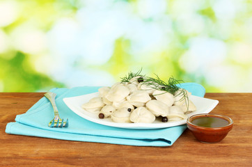 Delicious cooked dumplings in the dish