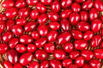 fresh cornel berries close-up