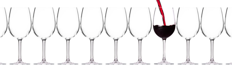full and empty glass of red wine