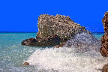 grèce; ioniennes : lefkada,  plage de meghali petra