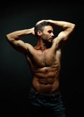 Fototapeta na wymiar portrait of topless athletic man