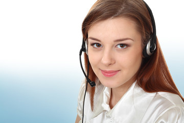 business woman with headset