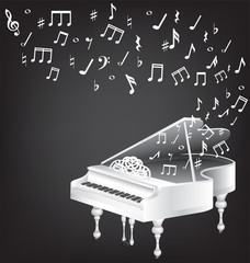 Obraz premium white grand piano and notes