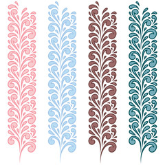 Set of colour swirling seamless borders