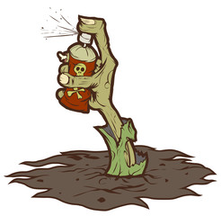 zombie hand paints graffiti