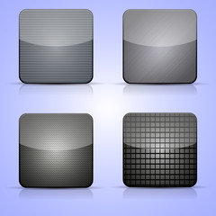 Vector metal app icon set on blue background. Eps 10