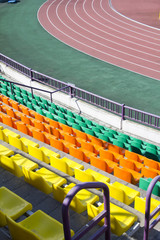 Fototapeta premium rows of plastic seats at stadium