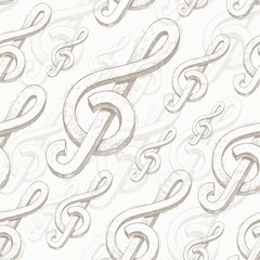 Vector seamless background with hand drawn treble clef