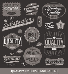 Vector signs, emblems and labels of quality and guaranteed