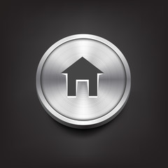 Metal Button with House Icon