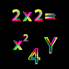 Bright colorful numbers on black background