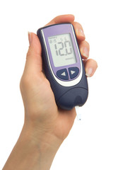 Diabetes is doing a glucose level finger blood test