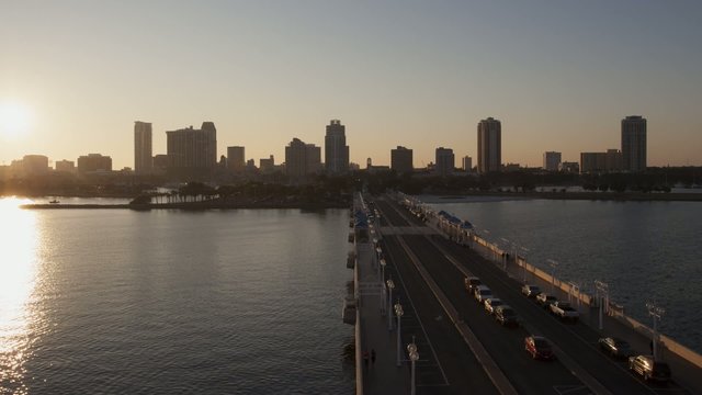Time lapse beautiful sunset behind St. Petersburg