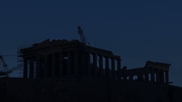 Timelapse Sunrise Parthenon temple at the Acropolis of Athens
