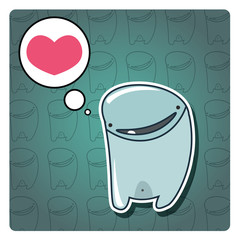 Happy birthday or valentine's card with cute monster