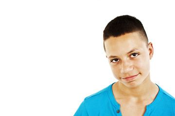 Handsome young man portrait on white background.