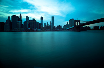 Brooklyn Bridge and Manhattan Skyline, New York City.