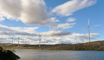 Group of modern windmills in the north
